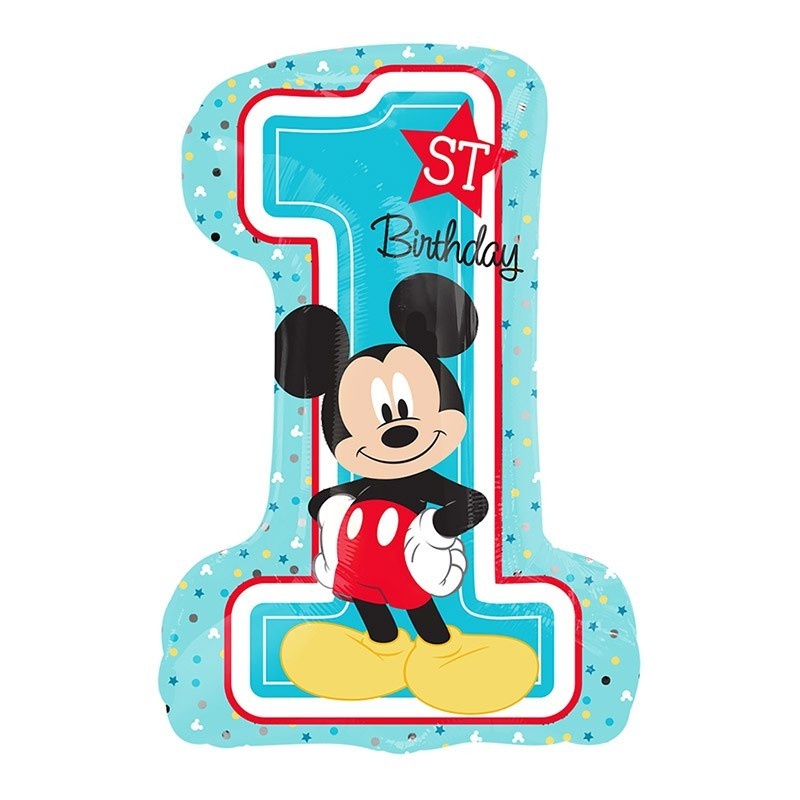 balon prvi rođendan mickey mouse sa helijumom plavi folija 71cm