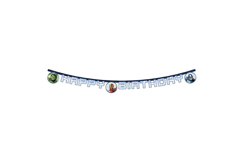 Baner Happy Birthday Avengers 2m – plavi baner sa Hulkom, Iron Manom i Captain Amerikom u krugovima