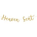 Baner Heaven Sent 85cm – zlatna cursive slova Heaven Sent na tankom konopcu