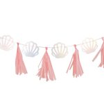 Baner školjke i rese 2m – iridescent papirne školjke naizmenično sa pink tassel resama