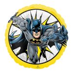 Batman balon – okrugli folija balon sa Betmenom u pop-art stilu, žuta ivica, 46cm