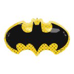 Batman znak balon 76cm - crni šišmiš logo sa žutom pop-art ivicom i tačkicama
