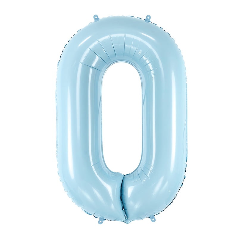 Svetlo plavi balon broj 0 sa helijumom – baby blue sjajni folija balon u obliku broja 0