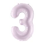 Lila balon broj 3 sa helijumom – mat folija balon svetlo ljubičaste boje u obliku broja 3