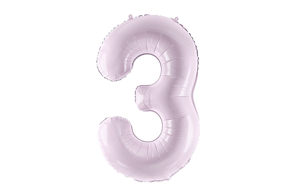 Lila balon broj 3 sa helijumom – 102cm Lila balon broj 3 sa helijumom – mat folija balon svetlo ljubičaste boje u obliku broja 3