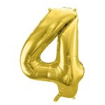 Zlatni balon broj 4 sa helijumom – sjajni zlatni folija balon u obliku broja 4 veličine 102cm