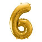Zlatni balon broj 6 sa helijumom – sjajni folija balon zlatne boje u obliku broja 6
