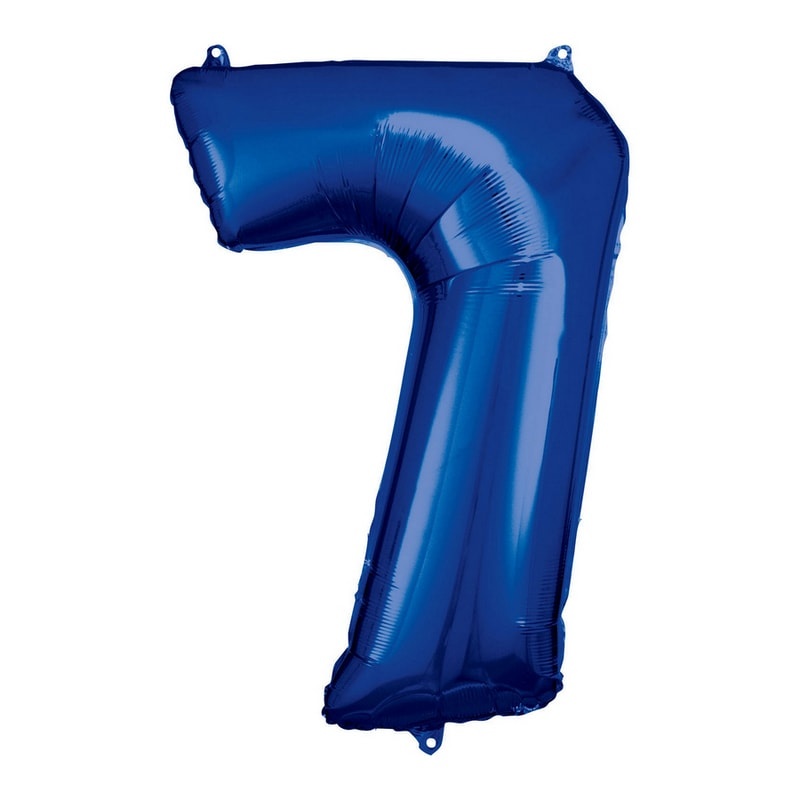 Tamno plavi balon broj 7 sa helijumom – sjajni folija balon tamno plave boje u obliku broja 7
