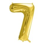 Zlatni balon broj 7 sa helijumom – sjajni zlatni folija balon u obliku broja 7 veličine 102cm