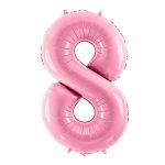 Roze balon broj 8 sa helijumom – pastelno roze folija balon u obliku broja 8