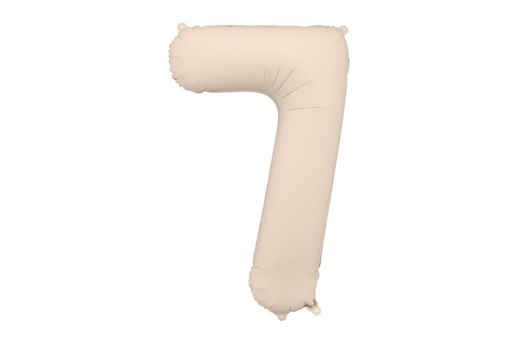 Krem balon broj 7 sa helijumom – mat folija balon krem boje u obliku broja 7 veličine 102cm