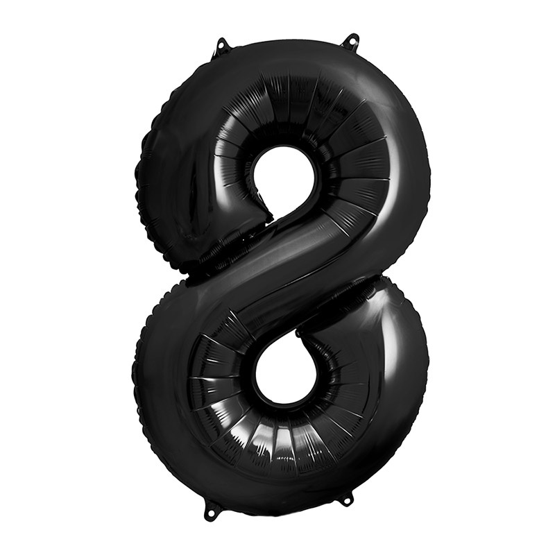 Crni balon broj 8 sa helijumom 102cm Crni balon broj 8 sa helijumom – sjajni metalik folija balon 102cm