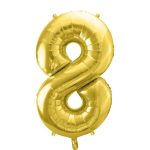 Zlatni balon broj 8 sa helijumom – sjajni zlatni folija balon u obliku broja 8 veličine 102cm