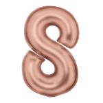 Rose gold mat balon broj 8 sa helijumom – satenski folija balon 102cm