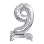 srebrni balon broj 9 sa postoljem 102cm