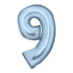 Svetlo plavi mat balon broj 9 sa helijumom – baby blue mat folija balon u obliku broja 9