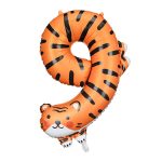 Balon broj 9 tigar sa helijumom – narandžasti folija balon u obliku tigra, 102cm