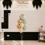 Boho rođendanski buket balona sa helijumom – zeleno-zlatni
