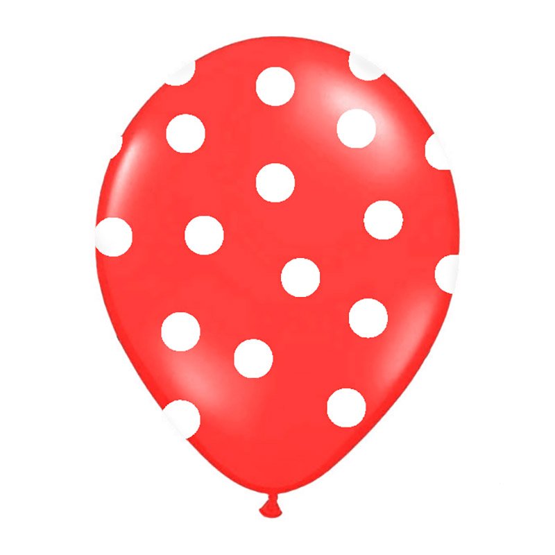Crveni latex balon sa belim tufnama polka dot 28cm