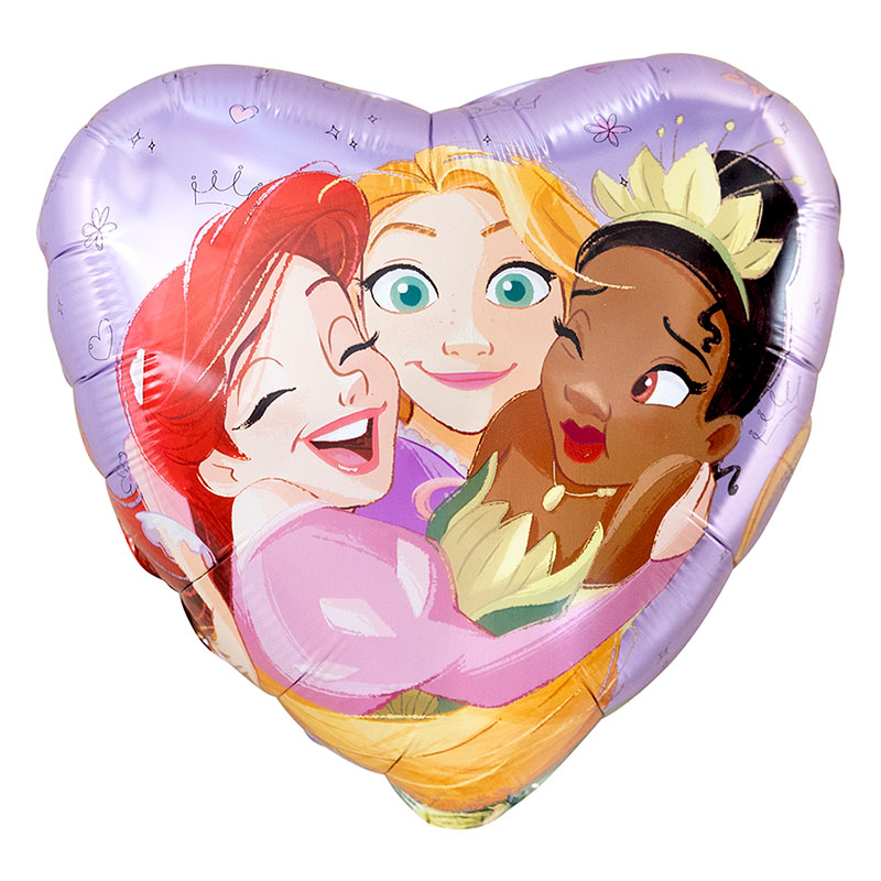 Disney princeze balon – 46cm Disney princeze balon srce folija 46cm ljubičasti sa tri princeze