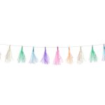 Girlande presijavajući mix 1.2m – pastel iridescent tassel rese u roze, ljubičastoj, zelenoj i plavoj
