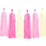 Girlande roze mix 1.5m – tassel rese u pink, svetlo roze i krem boji