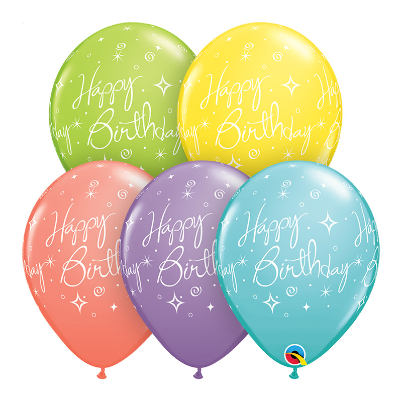 Happy birthday balon sa elegantnim natpisom napunjen helijumom