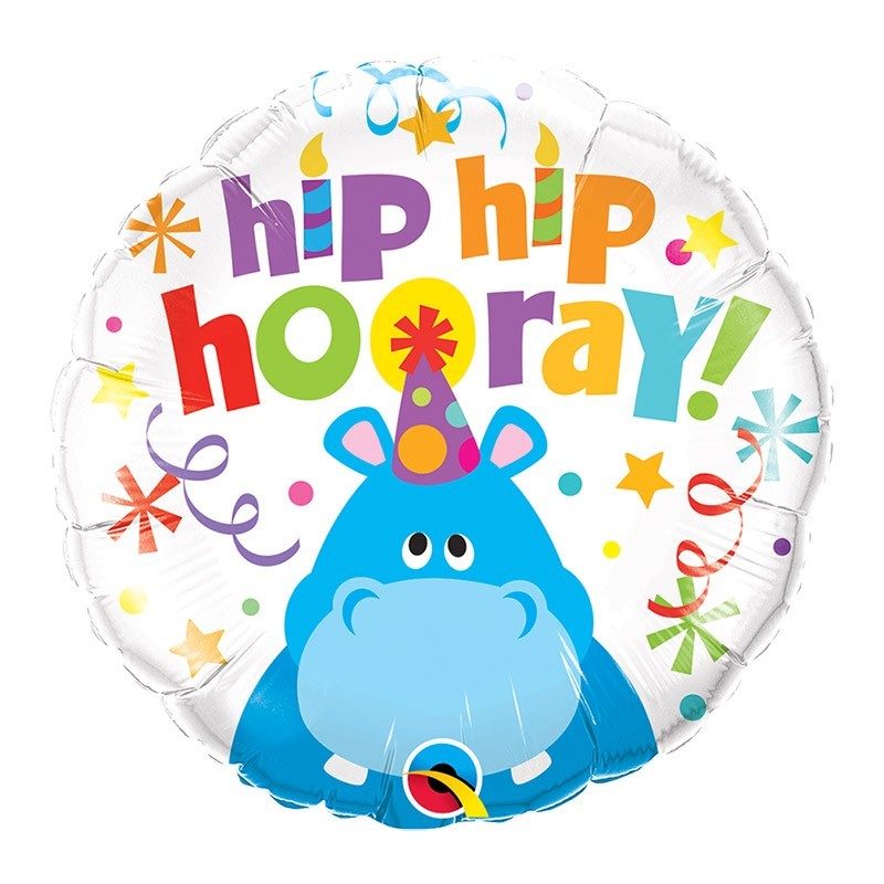 Hip Hip Hooray okrugli balon sa nilskim konjem i party kapicom