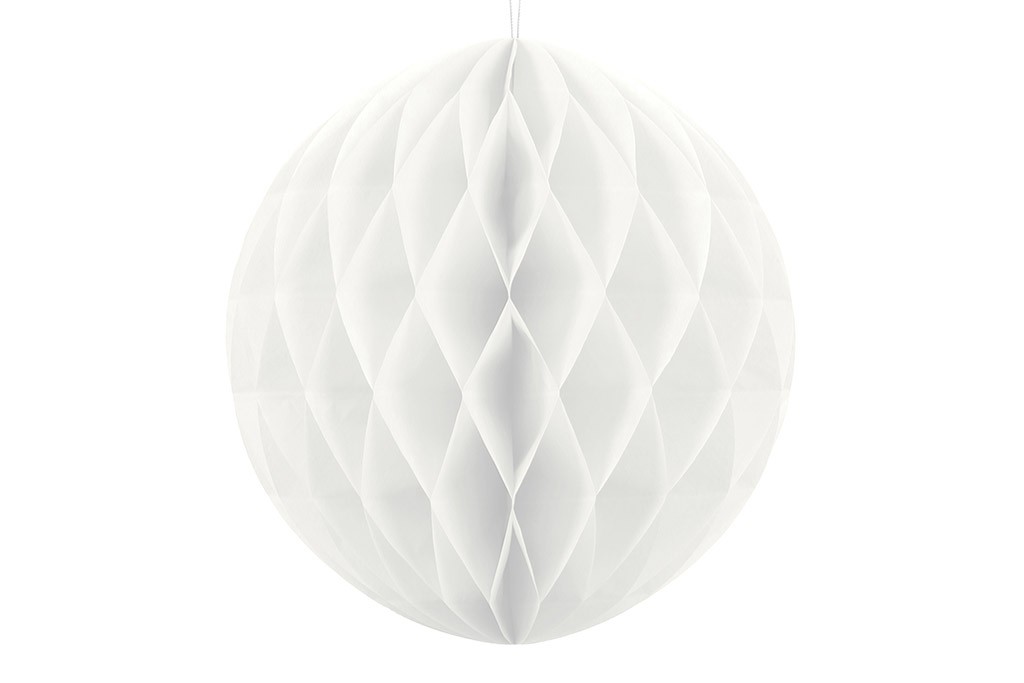 Honeycomb beli 40cm – velika bela papirna saće lopta dekoracija