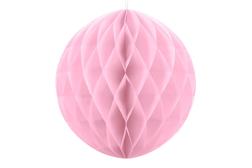 Honeycomb svetlo roze 30cm – velika pastelna bebi roze papirna saće lopta