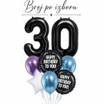 Rođendanski buket sa brojevima po izboru i crnim HB balonima