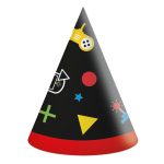 Kapice gaming crne 6 kom – crna kapica sa žutim joystick, raketom, krstom, zvezdom i retro gaming simbolima