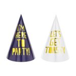 Kapice let is celebrate teget bele 6 kom – teget kapica sa zlatnim I'm here to party! i bela kapica sa zlatnim Let's get toasty