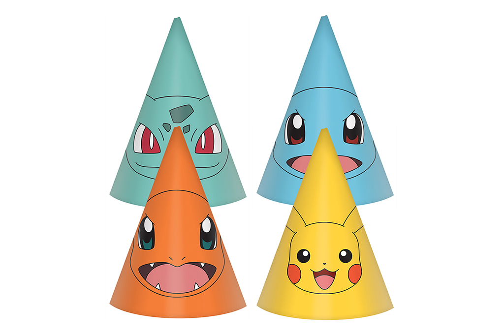 Kapice Pokemon 8 kom – četiri dizajna kapica sa licima Pokemona Pikachu, Bulbasaur, Charmander i Squirtle