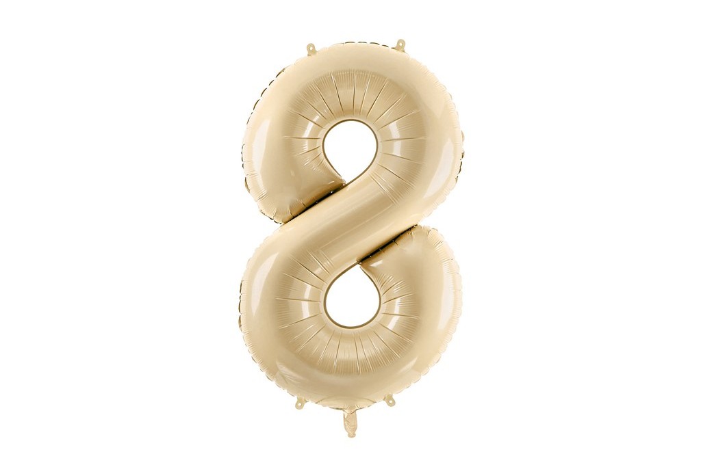 Krem balon broj 8 sa helijumom – elegantna bež saten folija, 102cm