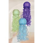 Lampioni Mermaid Wishes 3 kom – tri papirna jellyfish lampiona u ljubičastoj, plavoj i zelenoj boji sa dugim resama