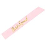 Lenta Bride squad roze zlatna – pastel roze satenska traka sa zlatnim folijskim cursive Bride Squad natpisom