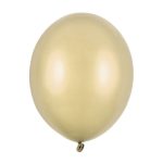 Metalik belo zlatni balon napunjen helijumom sa trakom i tegom
