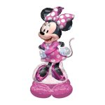 Mini Maus AirLoonz balon 122cm - stojeći balon u obliku Mini Maus u roze haljini sa mašnom