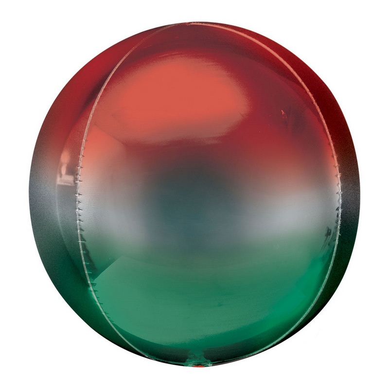 Orbz balon crveno zeleni ombre 40cm – 3D sferni balon sa ombre gradient prelazom iz crvene na vrhu u zelenu na dnu