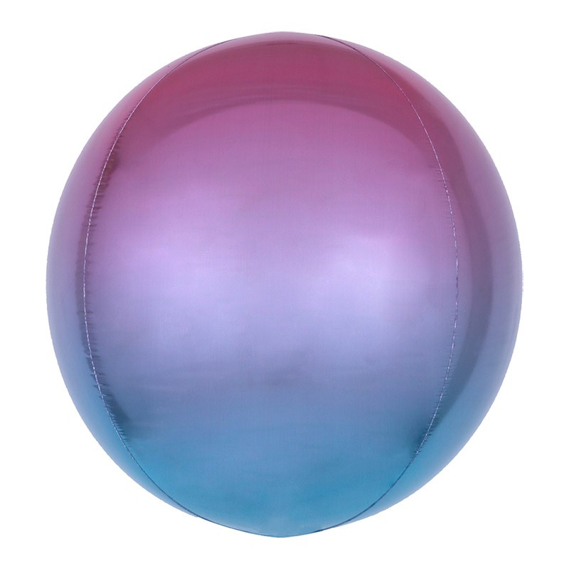 Orbz balon ljubičasto plavi ombre 40cm – 3D sferni balon sa pastel ombre prelazom iz ljubičaste na vrhu, preko roze, u plavu na dnu