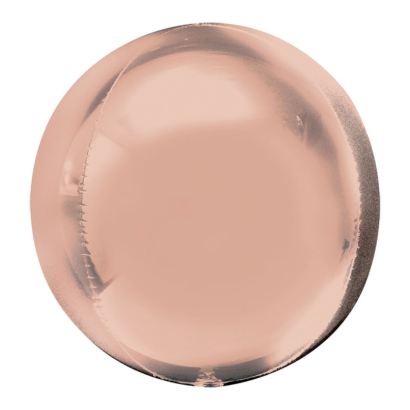 Orbz balon rose gold 40cm – 3D folijski balon u obliku prave kugle u sjajnoj rose gold boji sa toplim odsjajima