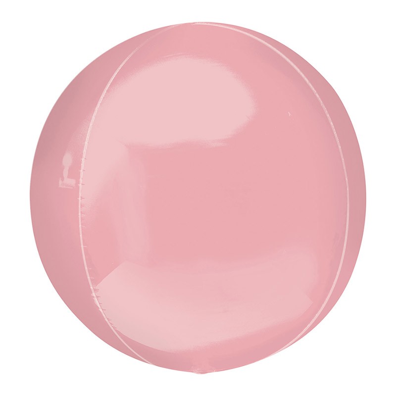 Orbz balon svetlo roze 40cm – 3D folijski balon u obliku prave kugle u svetlo roze pastel boji sa sjajnim odsjajima