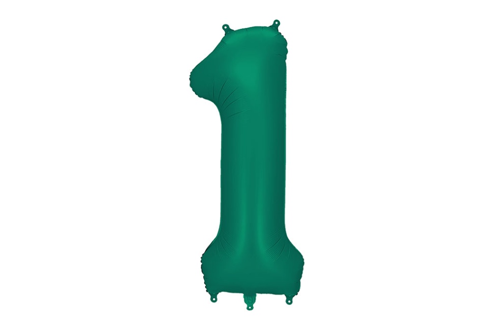 Zeleni balon broj 1 sa helijumom – sjajni zeleni metalik folija, 102cm