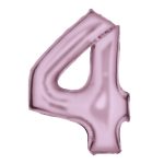 Mat svetlo roze balon broj 4 sa helijumom – mat baby pink folija, 102cm