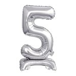 Srebrni mali balon broj 5 – kompaktni srebrni folija za dekoraciju, 102cm