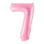 Roze balon broj 7 sa helijumom – pastelno roze folija, 102cm