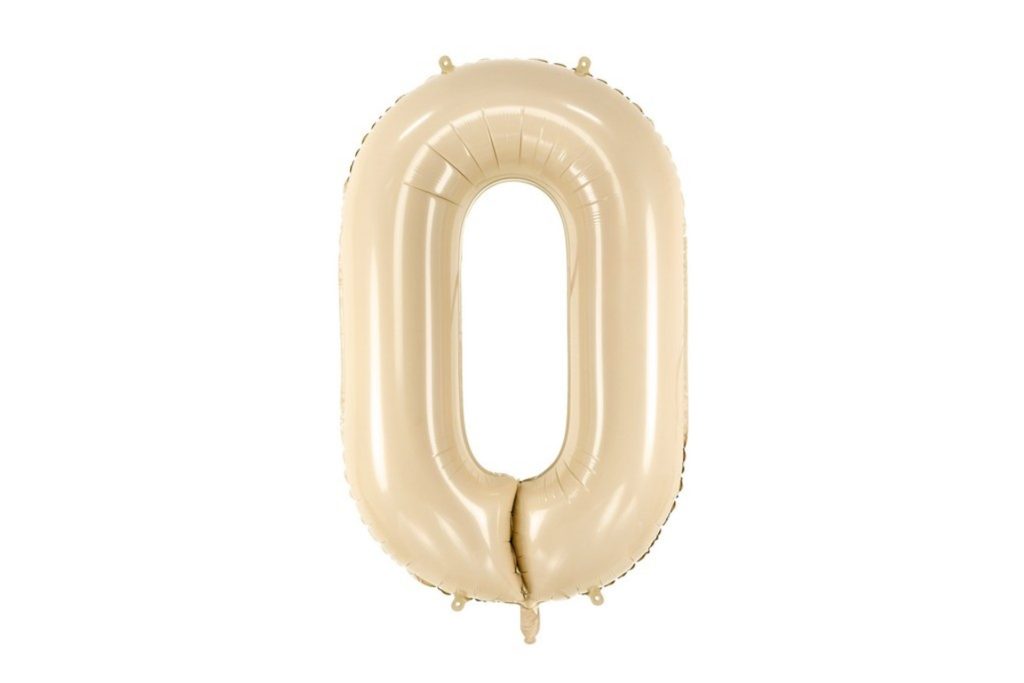 Krem balon broj 0 sa helijumom – elegantna bež saten folija, 102cm