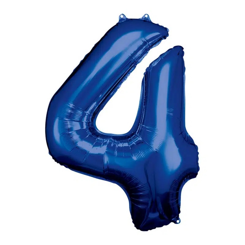 Tamno plavi balon broj 4 sa helijumom – navy metalik folija, 102cm