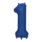 Tamno plavi mat balon broj 1 sa helijumom – navy mat folija, 102cm